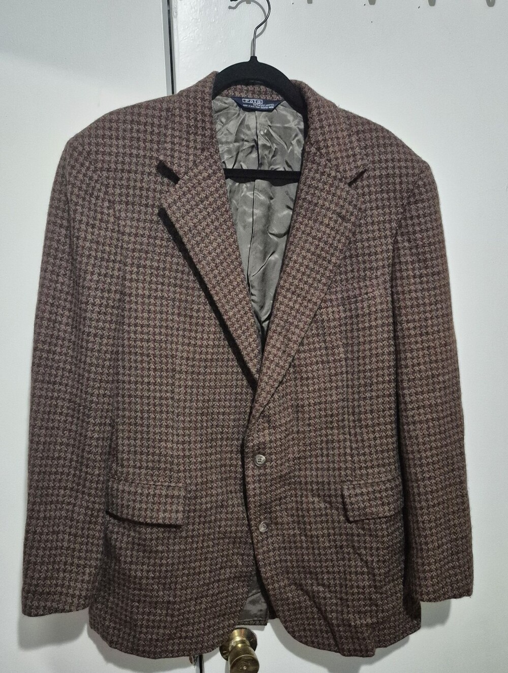 Vintage Polo Ralph Lauren Houndstooth Wool Blazer Men's 43L